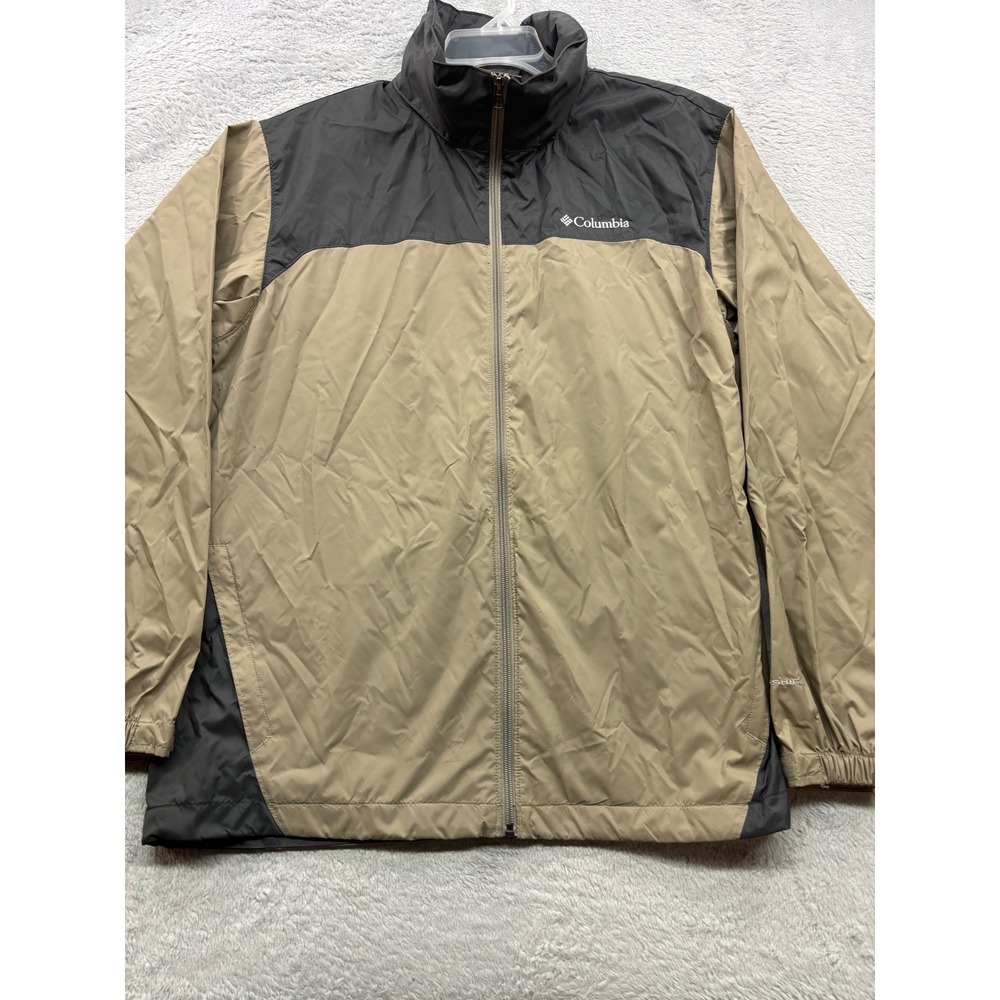 Columbia Mens Omni-Shield Windbreaker Jacket Tan Grey Colorblock Size‎ L Hooded